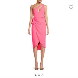 Pink one shoulder midi dress